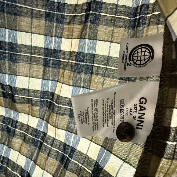 GANNI green plaid mini dress - Picture 5 of 7